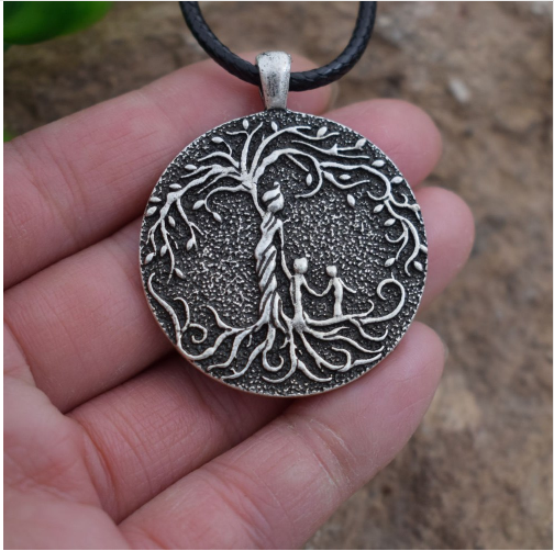 Viking tree of life necklace jewelry Mother and two children, gift for new mother mother's day gift